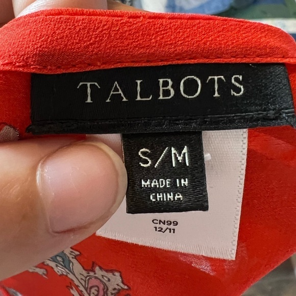 Talbots 100% Silk Handkerchief Print Blouse - Picture 4 of 6